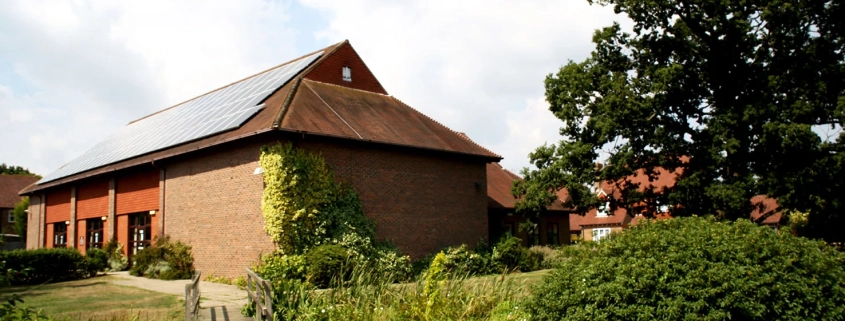Village hall and grounds from over the bridge